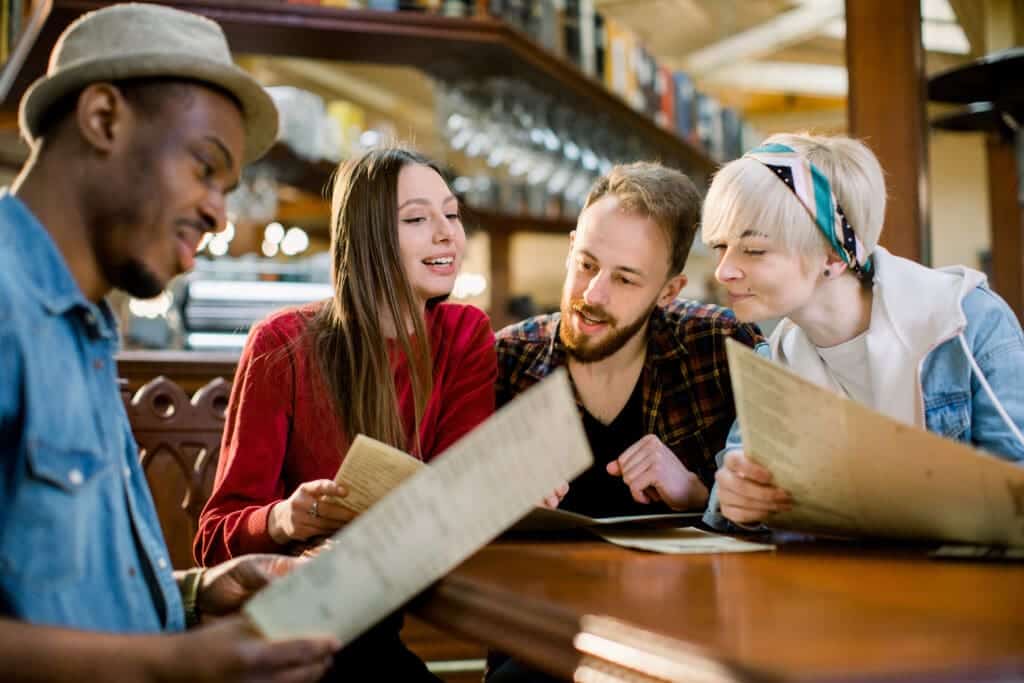 People looking at menu